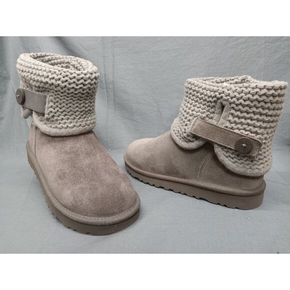 UGG Australia Other - UGG Australia Girls Shaina Fold Down Knit Suede Boots Grey Size 5 NEW NO BOX!